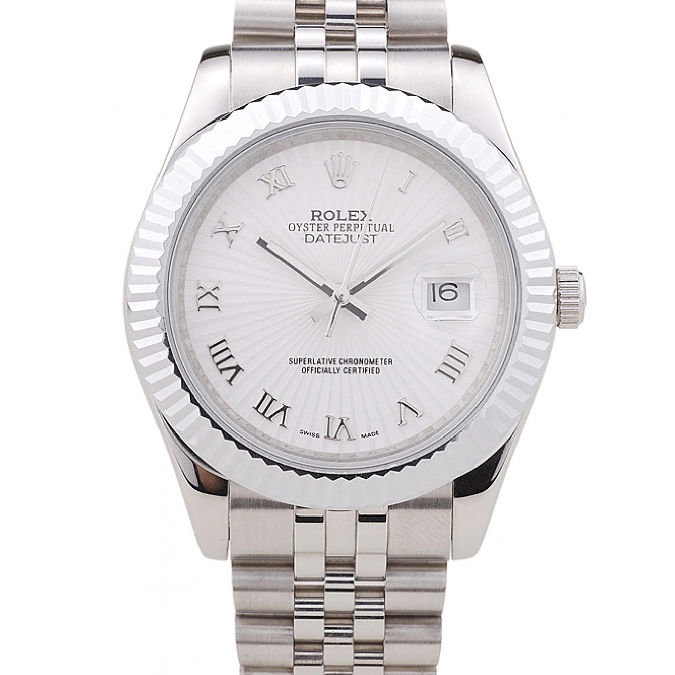 Bezel Dial Rolex Radial Ribbed Datejust White 7478 1016